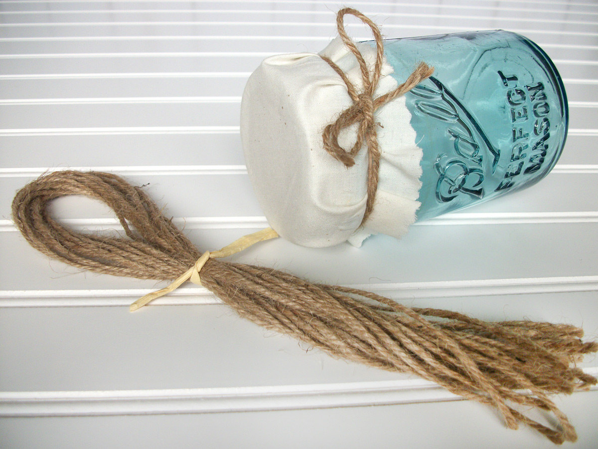 12 Natural Jute twine ribbons for mason canning jars rustic