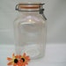 Large Vintage Glass Jar with Metal Latch, Large Jar, Italy Made Glass Jar, Vintage Jar, Metal Latch Dry Goods Jar, Vintage Kitchen Jar,