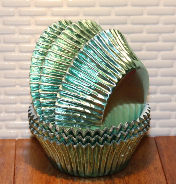 Elegant Light Green Foil Cupcake Liners Qty 50 Mint Green