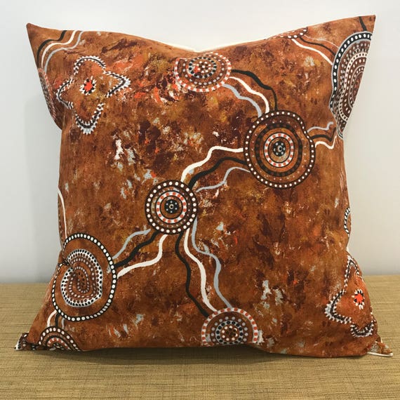Aboriginal Design Fabric Cushion Cover Throw Pillow Case. Made