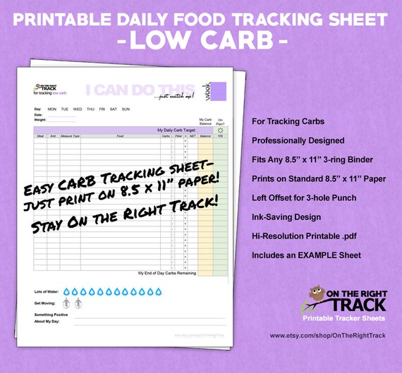 Daily Food Tracking Sheet For Low Carb Keto