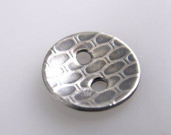 Sterling Silver Designer Button, 1/2 Inch, 13mm, Textured, QTY 1