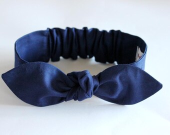 Baby headbands, baby girl headband, navy cotton headband, retro bow headband,cotton headbands,newborn headband,infant headband,hair bows