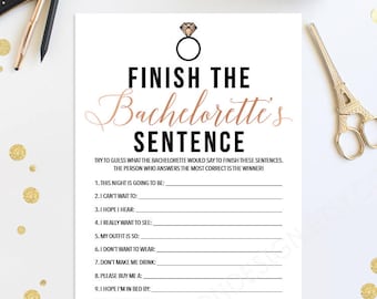 Trending Now - Finish The Bachelorette's Sentence - Bachelorette Party Game - Bachelorette Game - Rose Gold - Instant Download - DIY