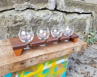 Walnut and Cherry beer flight sampler w/ glasses