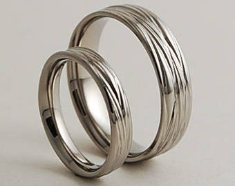Wedding Bands, Titanium Rings, Titanium Wedding Ring Set, Titanium Wedding Band Set, Promise Rings, The Sphinx Bands with Comfort Fit