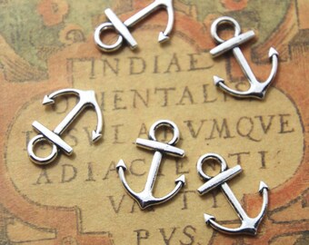 25pcs Anchor charms Silver tone Anchor Charm Pendants 15x18mm ASD1134