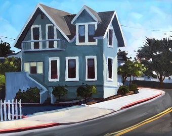 Monterey California Oil Painting - 8x10 - Cityscape painting by Sharon Schock