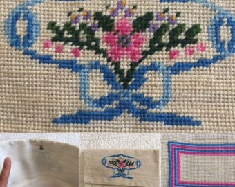 Vintage Handmade Silk-Lined Needlepoint Clutch