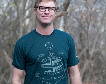 Lake Champlain Anchor shirt screenprinted tee american made