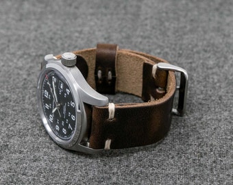Leather Watch Strap | The Hudson Strap | Horween Brown Nut Dublin Watch Strap- Handmade Leather Watch Band