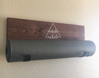 Yoga Mat Holder - Yoga Gift - Yoga Accessory - Yoga Decor - Om - Namaste - Yoga Mat Rack - Workout Organizer - Workout Room - Yoga Room
