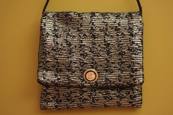 SALE! Little girl shiny purse or big girl evening bag, gold and black. Great for holiday gift!