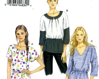 Vogue V8880 Easy Pullover Top Shirt Neckline Variations Size 14 16 18 20 22 Uncut Sewing Pattern 2013