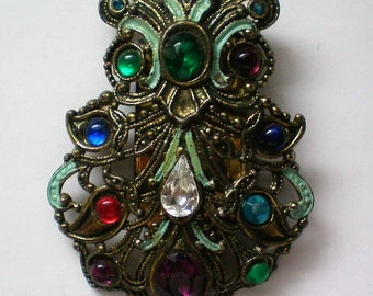 Bejeweled Fur Clip marked NE for New England Glassworks - 5168
