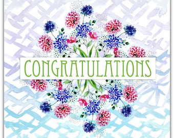 15cm x 15cm hand made Congratulations greeting card