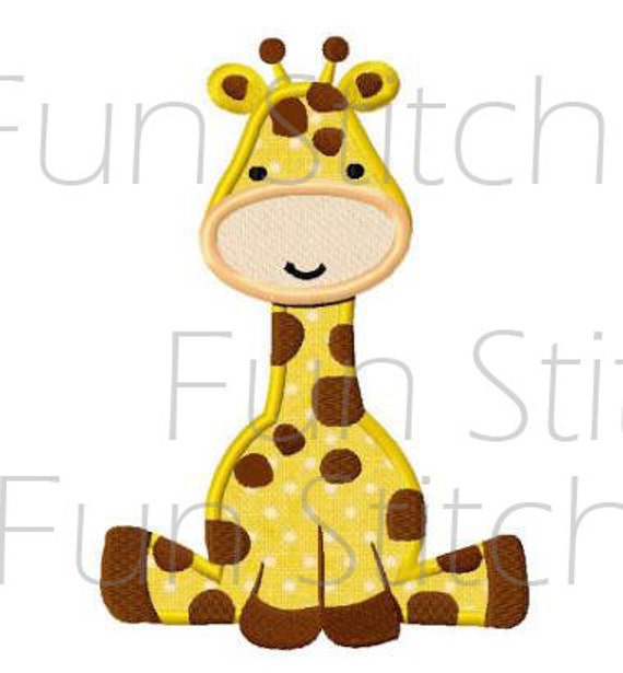 Cute giraffe applique machine embroidery design pattern