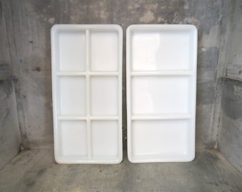 curiosity cabinet, set of 2 dental trays, white milk glass, jewelry tray, instrument tray, desk organizer,collectibles storage,trinket dish