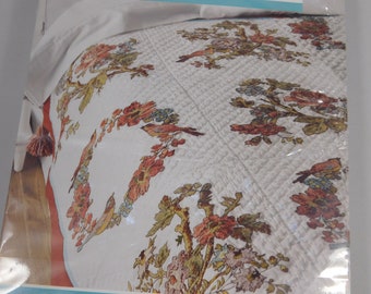 Charleston Chirp Quilt Blocks Stamped Cross Stitch, Birds and Flowers, Bucilla Waverly, Quilting Block, 15 x 15, lap quilt size