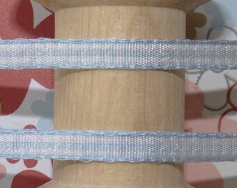 Width 6 mm sky blue and white gingham Ribbon
