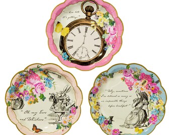 Truly Alice in Wonderland Paper Plates x 12 2 Designs Mad Hatters Party Wedding