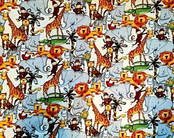 100% cotton, fabric animals fabric baby jungle animals, 100cm (1 m) (39 ")