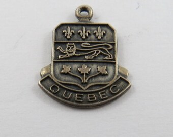 Coat of Arms Crest of Quebec Canada Sterling Silver Charm or Pendant.