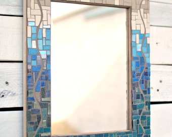 Mosaic Wall Mirror, Decorative Mirror, Glass Mosaic Mirror, Mosaic Decor, READY TO SHIP