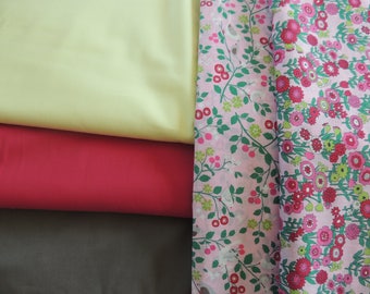 Cotton fabric plain yellow straw/Green