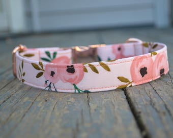 Dog Collar, Girl Dog Collar, Rose Dog Collar, Rose Gold Dog Collar, Dog Collars for girls, Dog Collar Floral, Flower Dog, Pink Dog Collar,
