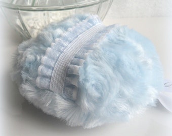 Blue Powder Puff - ice blue powder pouf - bleu bath puff - powderpuff, gift box option - handmade by Bonny Bubbles