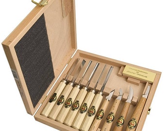 Two Cherries 3441 Carving Tools 11 pieces set , wood Gouges, chisels, kirschen