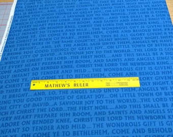 Christmas Pure and Simple Blue Words Cotton Fabric Designed by Nancy Halvorsen for Benartex
