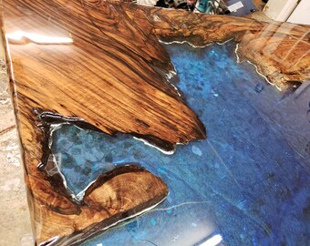 Live Edge Epoxy River Coffee Table - Slab Wood - Custom Order - River Table - Cocktail Table - Conference Table