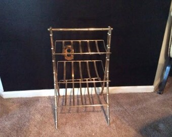 Mid Century Brass Magazine Rack