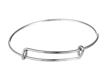 free shipping in UK - pack of 2 - Adjustable Bangle Silver Tone Bracelet