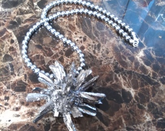 Quartz Titanium Burst Necklace, 18 inches