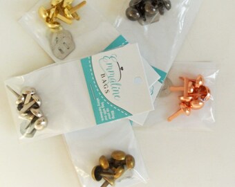 Purse Feet, Domed, 1/2", Half Inch, Emmaline Bags, Tote, Bag, Gold Finish, Antique Brass, Gunmetal, Nickel, Copper