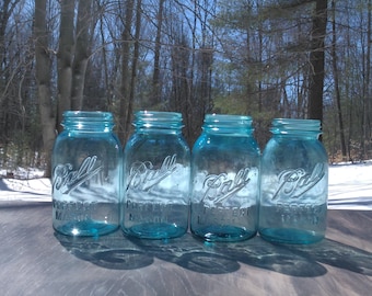 Vintage Ball Jars - Blue Mason Jars - 1910 to 1923 Ball Jars - Blue Mason Jars with Zinc Lids