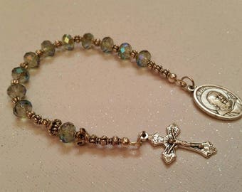Iridescent Beaded St Pio Single Decade Rosary