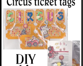 CLEARANCE SALE * Scrapbook Page Circus Scrapbook Paper Layout kit Scrapbooking Embellishment 3d Circus tags ticket Scrapbook Paper Piecing