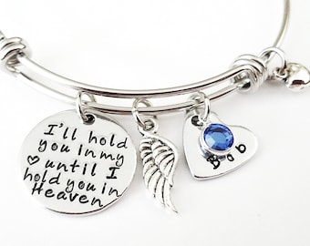 Memorial bracelet, Memorial jewelry, I'll hold you in my heart, Mom Dad Memorial, memory of son, remembrance jewelry, Child loss, Sympathy