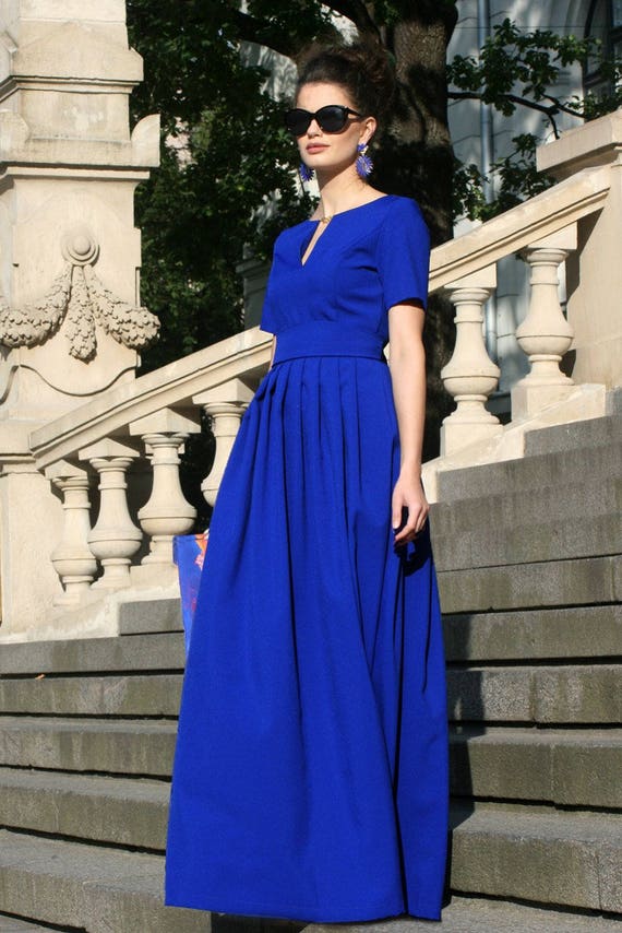Plus Size Maxi Dress Blue Dress Boho Clothing Formal Dress