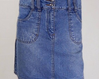 Original Vintage 1980s Denim Mini Skirt UK Size 10