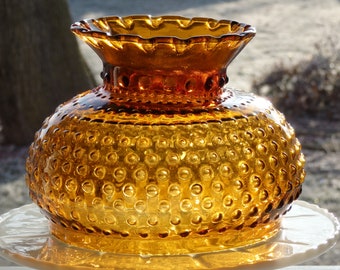 Amber Glass Hobnail Lamp Shade, Vintage Lamp Shade