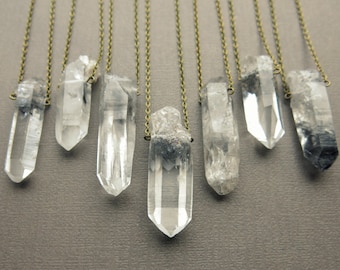 Tibetan Quartz Necklace - Healing Crystal Necklace - Phantom Quartz Necklace - Quartz Crystal Necklace - Raw Crystal Pendant Stone Necklace