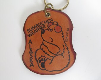 Key Chain - Leather - ALASKA - vintage Key Chain