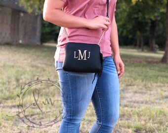 Monogram Tassel Crossbody | Monogram Bag | Personalized Purse | Monogrammed Purse | Monogram Crossbody | Dual Compartment Crossbody