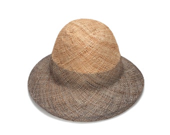Straw cloche hat in two tone , straw bucket hat , Summer cloche , Summer straw hat , Straw hat for women , sun hat