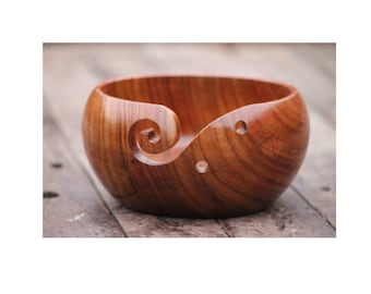 Large Sheesham Wood Yarn Bowl. Authentic, Imported From India Gift For Knitting & Crochet - Wooden Yarn Holder 7" x 4" x 7"